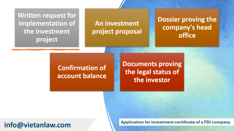 Application for investment certificate of a FDI company