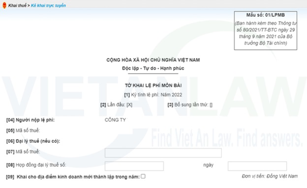 Instructions for declaring license tax online in Vietnam