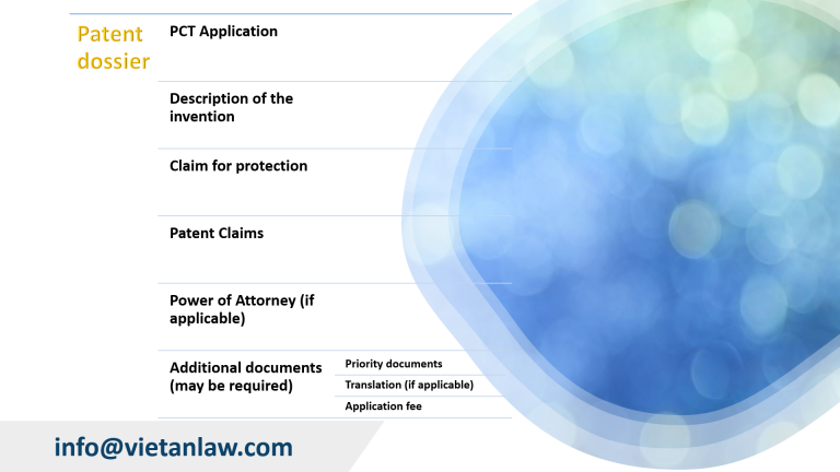 Patent registration dossier through the PCT system