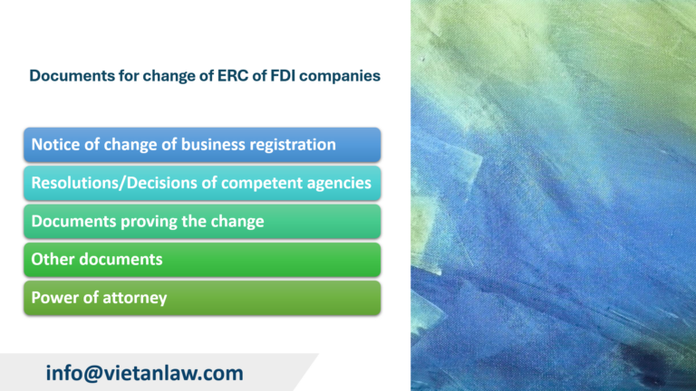 Documents for change of ERC of FDI companies