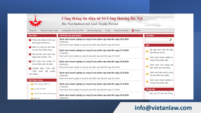 Homepage of Electronic information portal of Hanoi Department of Industry and Trade