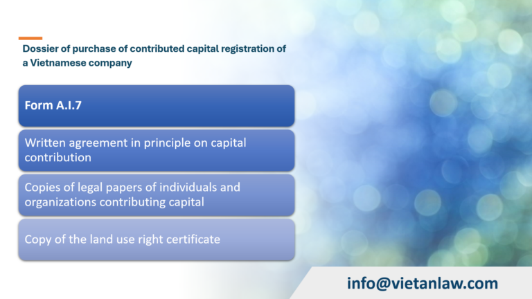 Dossier of purchase of contributed capital registration of a Vietnamese company