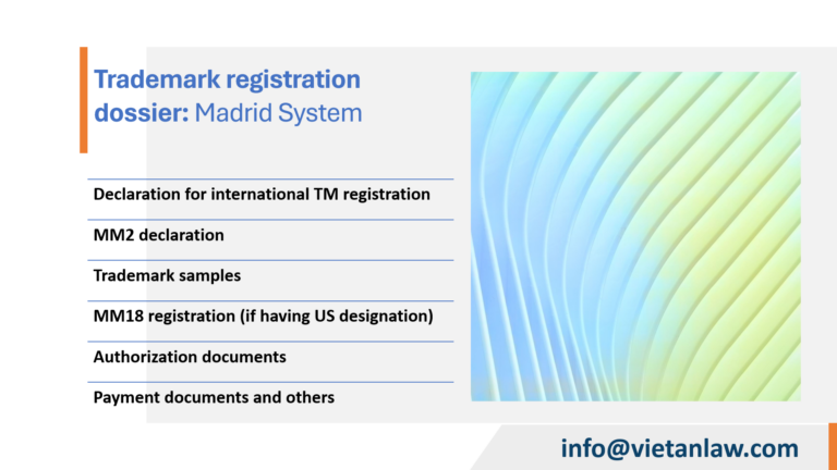 Trademark registration dossier Madrid System