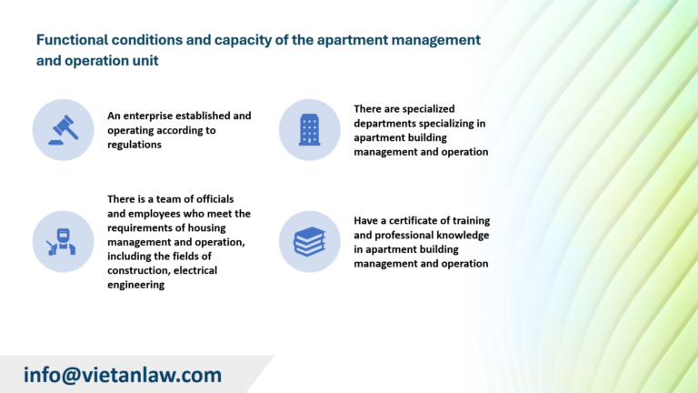 Functional conditions and capacity of the apartment management and operation unit 