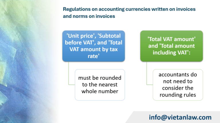 Regulations on accounting currencies written on invoices and norms on invoices