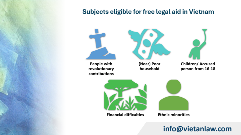 Subjects eligible for free legal aid in Vietnam