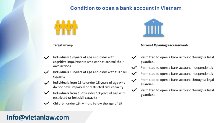 Condition to open a bank account in Vietnam