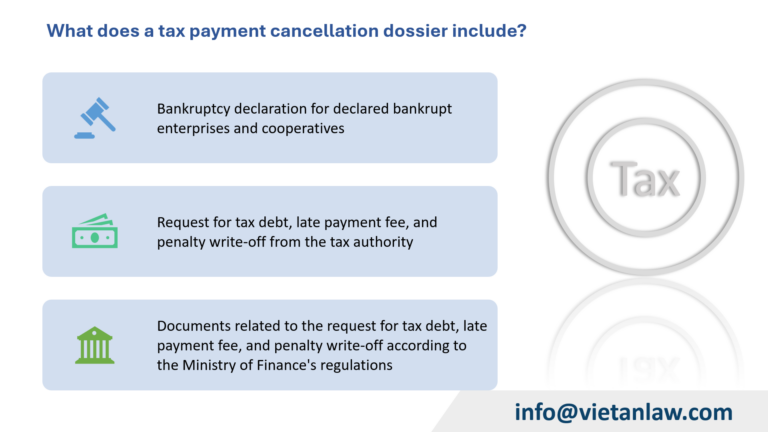 What does a tax payment cancellation dossier include