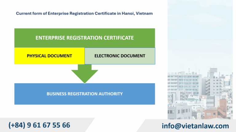 Current form of Enterprise Registration Certificate in Hanoi, Vietnam