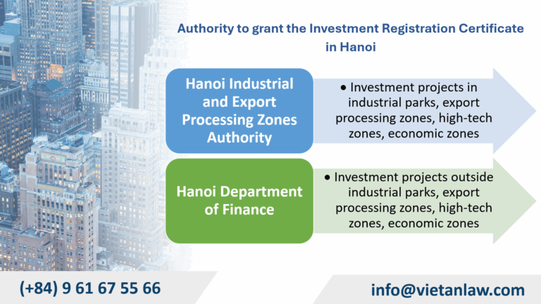 Authority to grant the Investment Registration Certificate in Hanoi