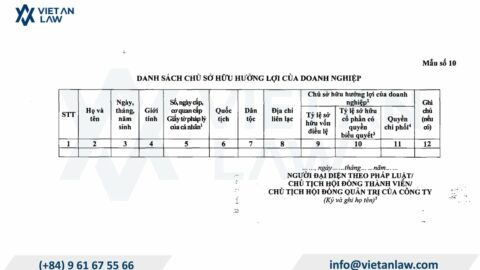 Ultimate Beneficial Owner Declaration Form for Businesses in Vietnam