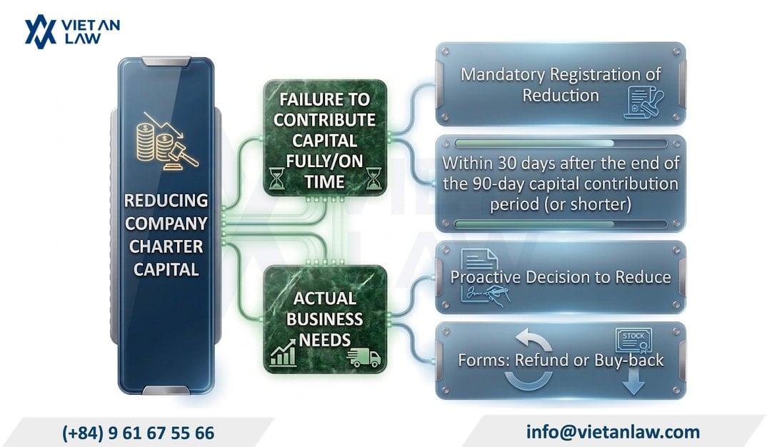 When to apply to change company registration to reduce company charter capital in Vietnam? When to apply to change company registration to reduce company charter capital in Vietnam?