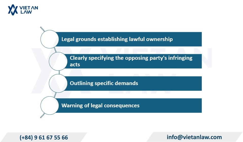 Core contents required in a sample cease and desist letter for copyright and trademark infringement in Vietnam Core contents required in a sample cease and desist letter for copyright and trademark infringement in Vietnam